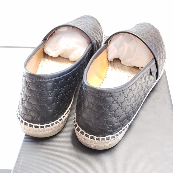 GUCCI AUTHENTIC Black Leather Espadrille Shoes - Picture 7 of 8